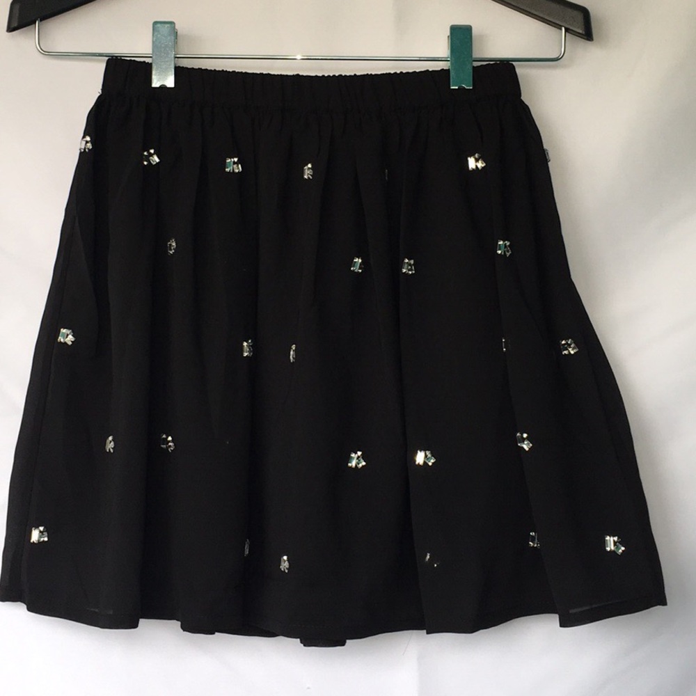 Aritzia x Wilfred Black Embellished Skater Skirt